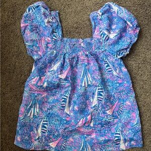 Lilly Pulitzer Sailboat Square Neck Smocked Top